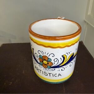 Deruta Italian Ceramic Mug with Floral Design -made for Artistica store